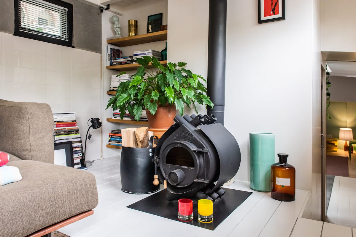 Cosy wood-burning stove in the living room